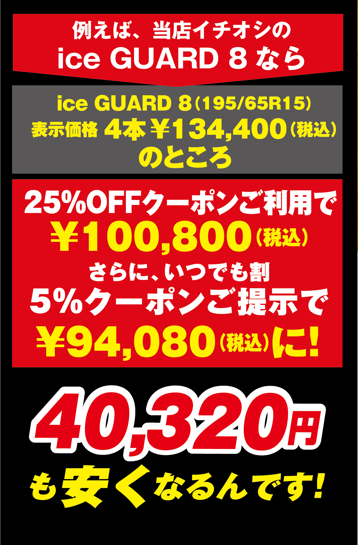 例えば人気のアイスガード８ならクーポンご利用で40320円安くなるんです！